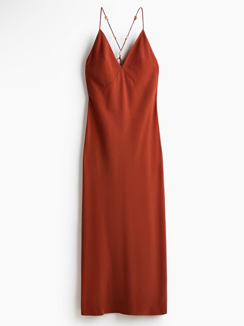 H&M EDITION NWT DARK ORANGE BEAD-DETAIL CRÊPE DRESS SIZE SMALL - Picture 2 of 9